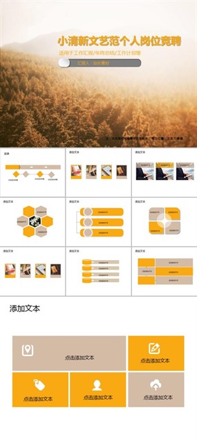 小清新文艺范个人岗位竞聘PPT模板